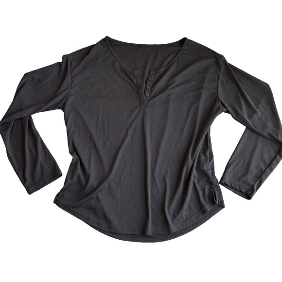 Dazy Women's black long sleeve quarter button up shirt stretchy size large - Picture 1 of 6
